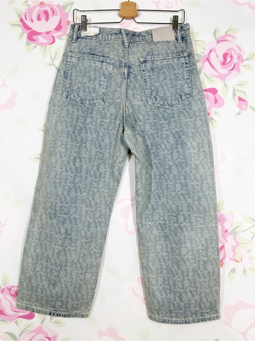 NEW Free People We The Free Deep Trance Jacquard Letter Boyfriend Denim Jeans 27 - Picture 11 of 15